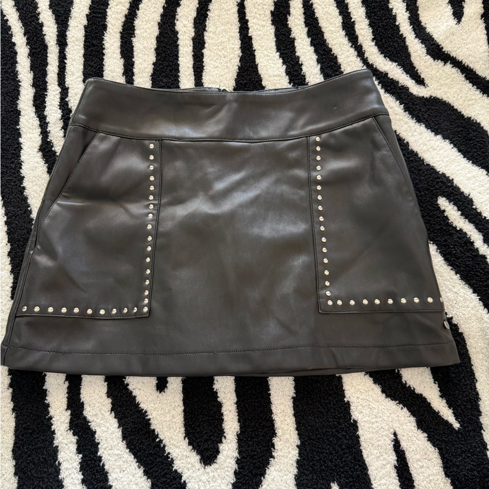 Studded Leather Mini Skirt